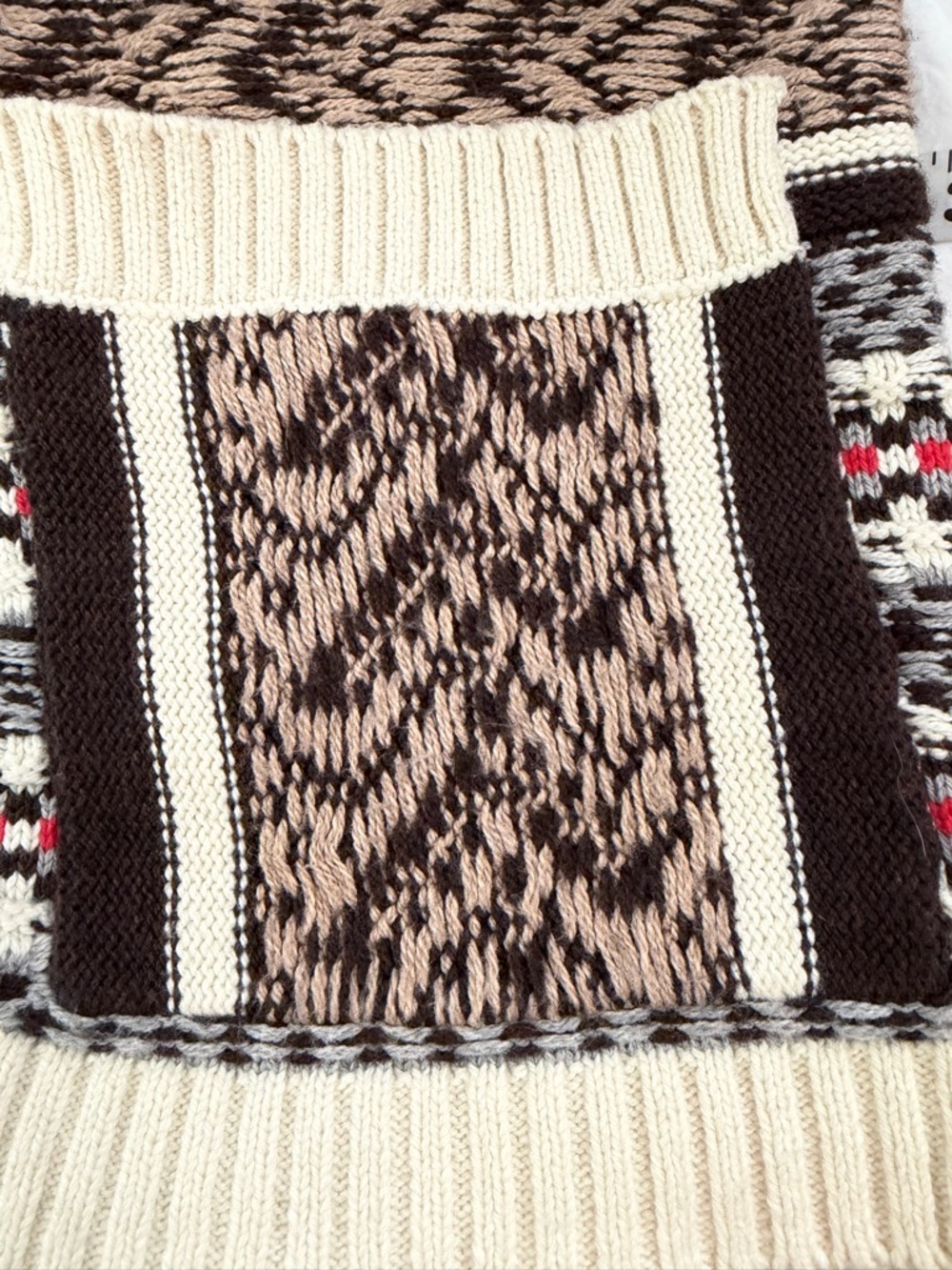 ANTHROPOLOGIE PILCRO Patchwork Cardigan Sweater Brown Fair Isle M - Picture 9 of 16